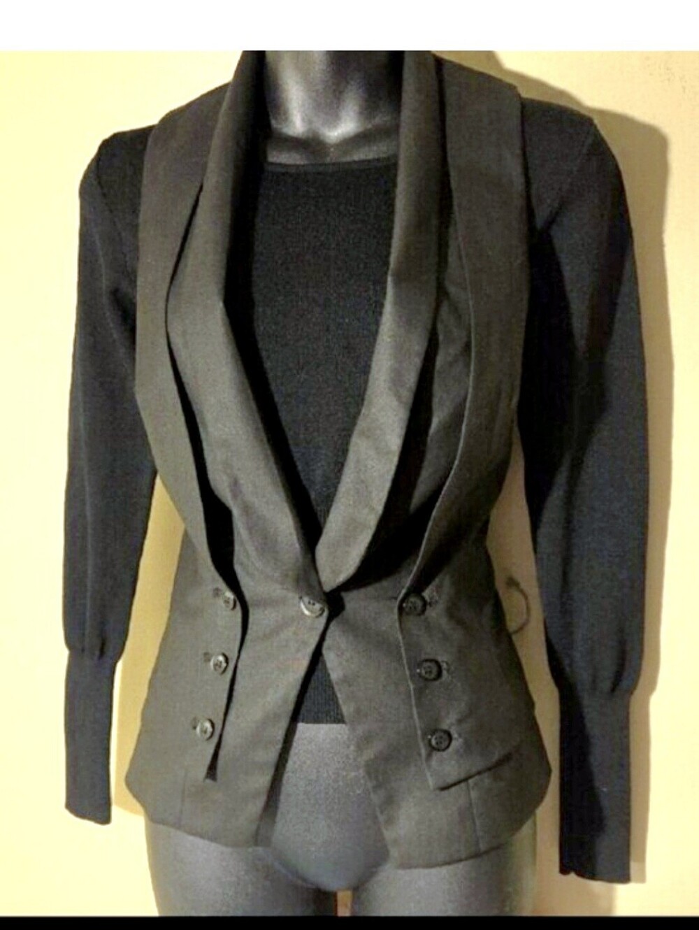 Bad Ass Vest!Bebe,black,tuxedo, shawl collar vest!